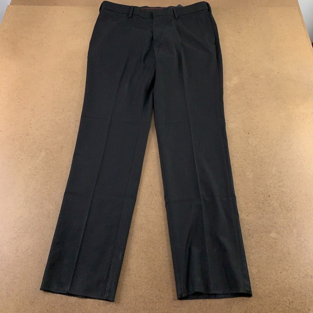 Fabian Couture Men's 36 X 33 Raw Hem Black Ultra Fit Flat Front Dress Pants NWT